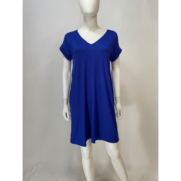 Entro Royal V-neck Pocket Short Sleeve Mini Dress - Picture 1 of 4